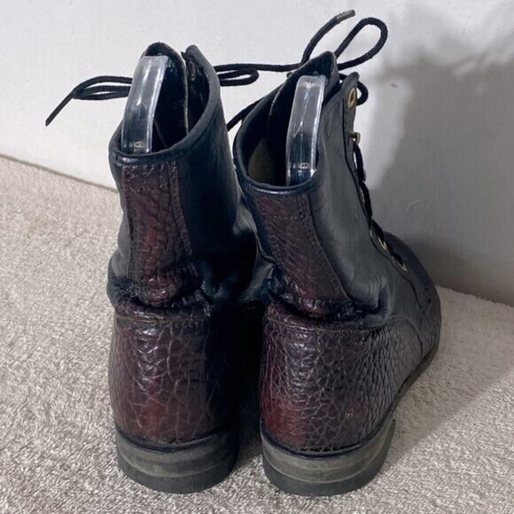 Vintage Justin Boots Pebbled Brown Burgundy Leather Packer Boots 7 - Picture 4 of 15